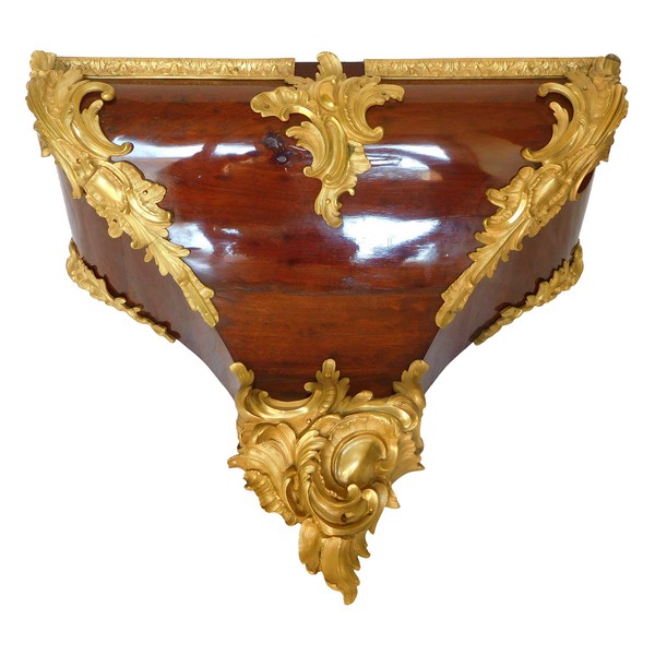 Nicolas Jean Marchand : console de cartel d'époque Louis XV acajou & bronze doré - Estampillée