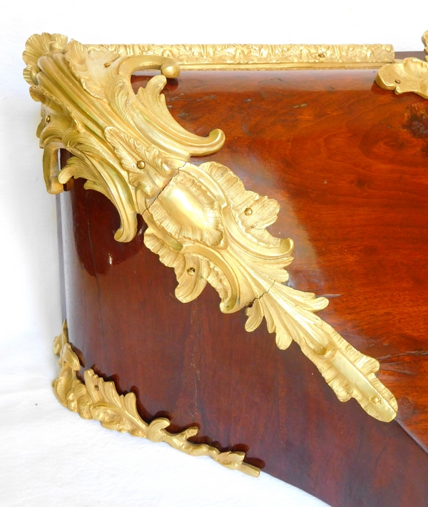 Nicolas Jean Marchand : console de cartel d'époque Louis XV acajou & bronze doré - Estampillée