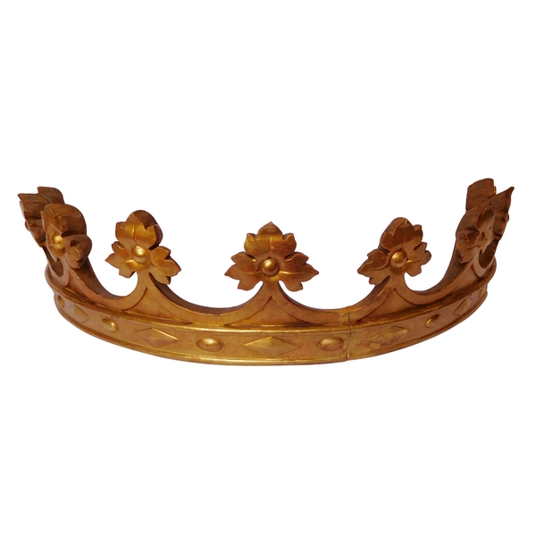 Couronne ducale de baldaquin ou de dais en bois doré d'époque XIXe siècle