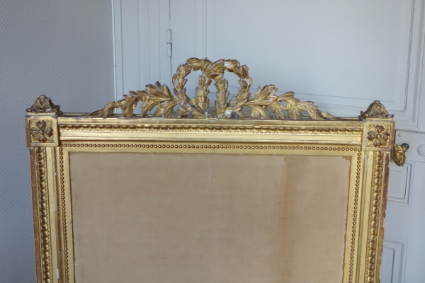 Louis XVI style gilt wood fire screen, 19th century