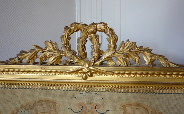 Louis XVI style gilt wood fire screen, 19th century