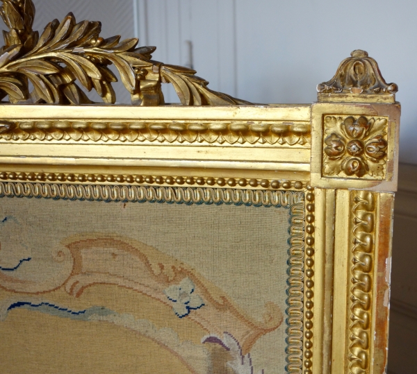 Louis XVI style gilt wood fire screen, 19th century