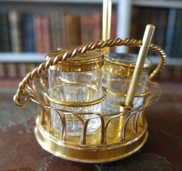 Empire ormolu and Le Creusot crystal inkwell - 19th century circa 1830 - 1840
