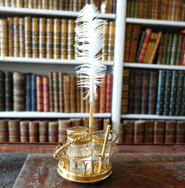 Empire ormolu and Le Creusot crystal inkwell - 19th century circa 1830 - 1840