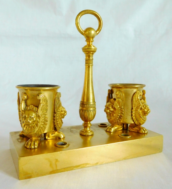 Empire ormolu inkwell, early 19th century production circa 1810 - 1820