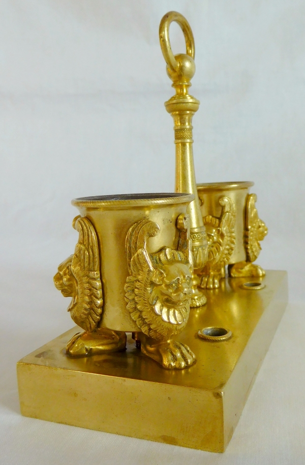 Empire ormolu inkwell, early 19th century production circa 1810 - 1820