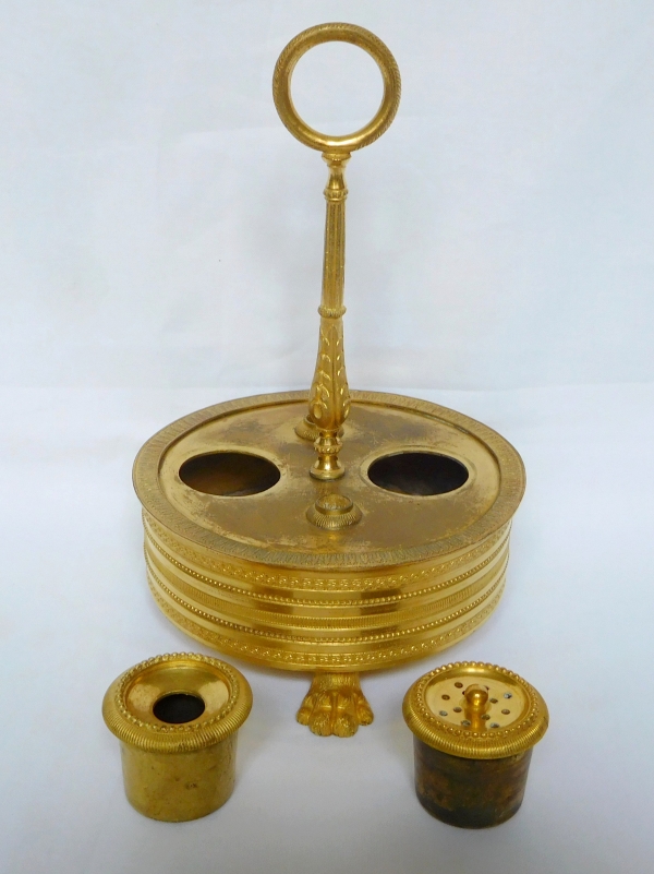 Empire ormolu inkwell, early 19th century production circa 1810 - 1820