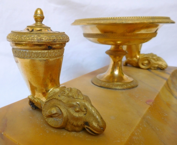 Empire marble and ormolu inkwell, Charles X production - early 19th century