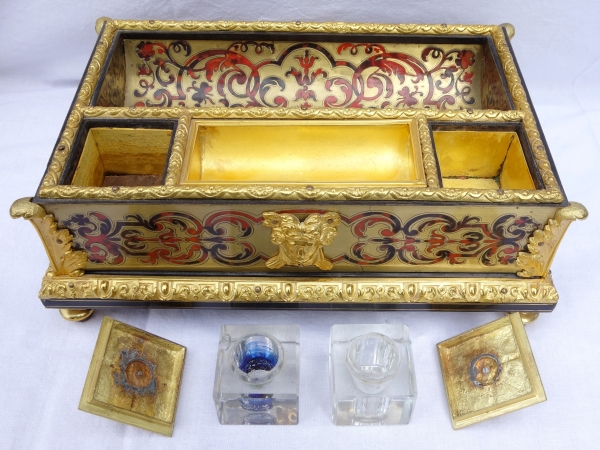 Louis XIV style inkwell - Boulle marquetry and ormolu - mid 19th century circa 1850