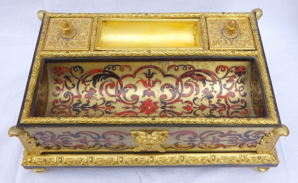 Louis XIV style inkwell - Boulle marquetry and ormolu - mid 19th century circa 1850