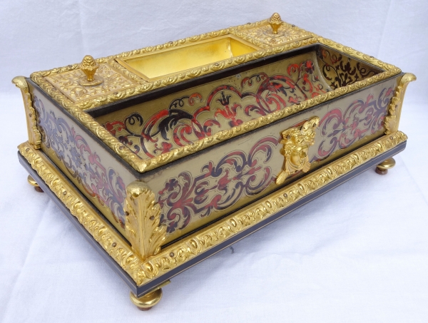 Louis XIV style inkwell - Boulle marquetry and ormolu - mid 19th century circa 1850