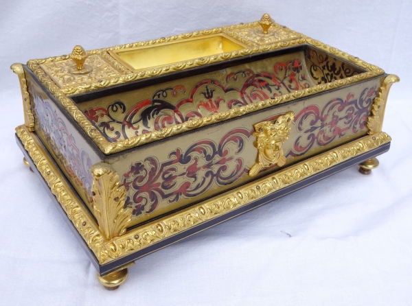 Louis XIV style inkwell - Boulle marquetry and ormolu - mid 19th century circa 1850