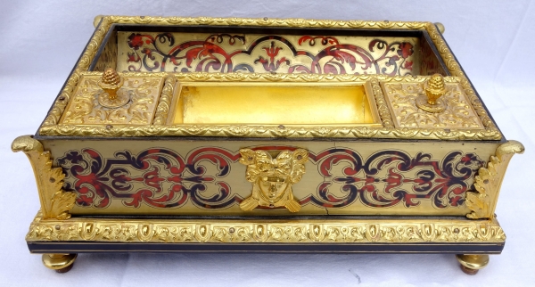 Louis XIV style inkwell - Boulle marquetry and ormolu - mid 19th century circa 1850