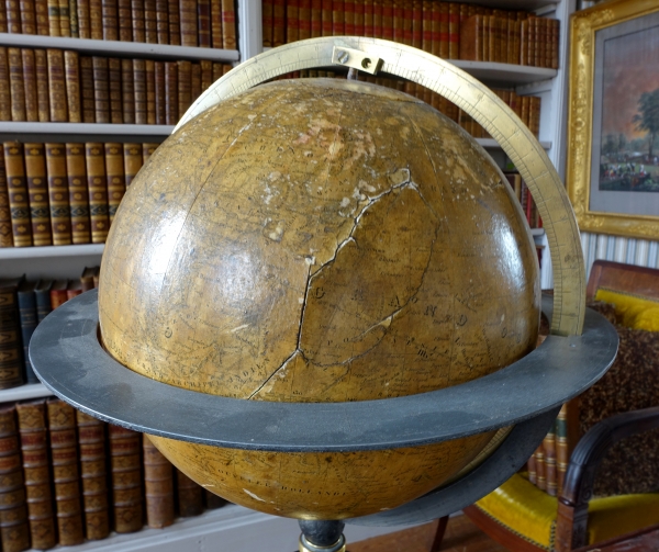 19th century globe on a blackened wood base circa 1850