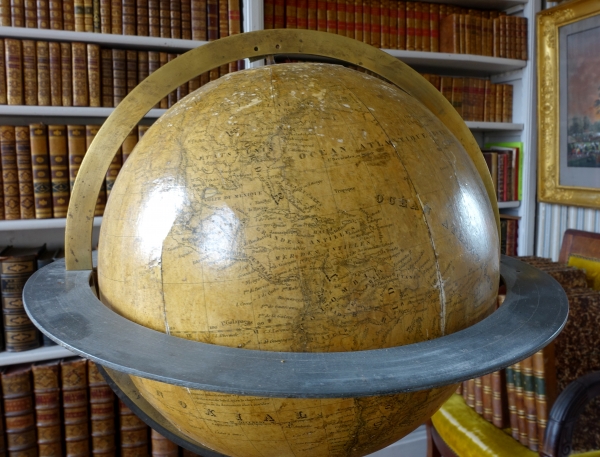 19th century globe on a blackened wood base circa 1850