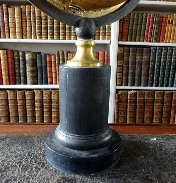 19th century globe on a blackened wood base circa 1850