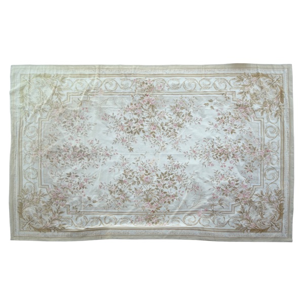 Large Louis XVI style Aubusson rug, 19th century - Napoleon III production - 530cm x 360cm