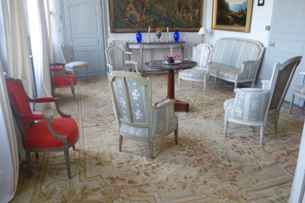 Large Louis XVI style Aubusson rug, 19th century - Napoleon III production - 530cm x 360cm