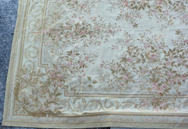 Large Louis XVI style Aubusson rug, 19th century - Napoleon III production - 530cm x 360cm