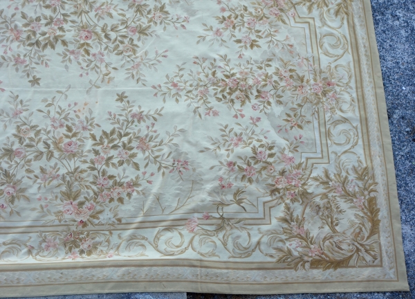 Large Louis XVI style Aubusson rug, 19th century - Napoleon III production - 530cm x 360cm