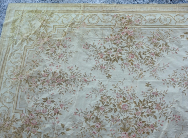 Large Louis XVI style Aubusson rug, 19th century - Napoleon III production - 530cm x 360cm