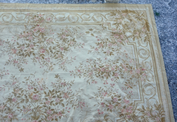 Large Louis XVI style Aubusson rug, 19th century - Napoleon III production - 530cm x 360cm