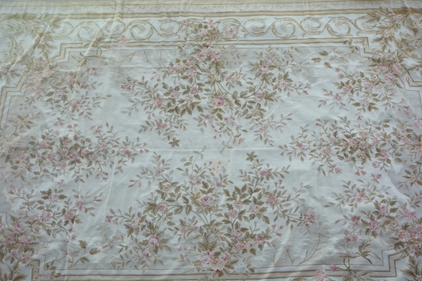 Large Louis XVI style Aubusson rug, 19th century - Napoleon III production - 530cm x 360cm