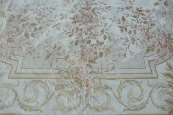 Large Louis XVI style Aubusson rug, 19th century - Napoleon III production - 530cm x 360cm