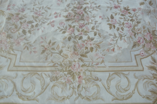 Large Louis XVI style Aubusson rug, 19th century - Napoleon III production - 530cm x 360cm