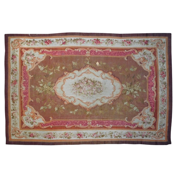 Grand tapis d'Aubusson de style Louis XV, époque XIXe Napoléon III - 447cm X 302cm