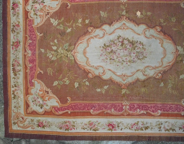 Large Louis XV style Aubusson carpet, 19th century - Napoleon III production - 447 X 302cm