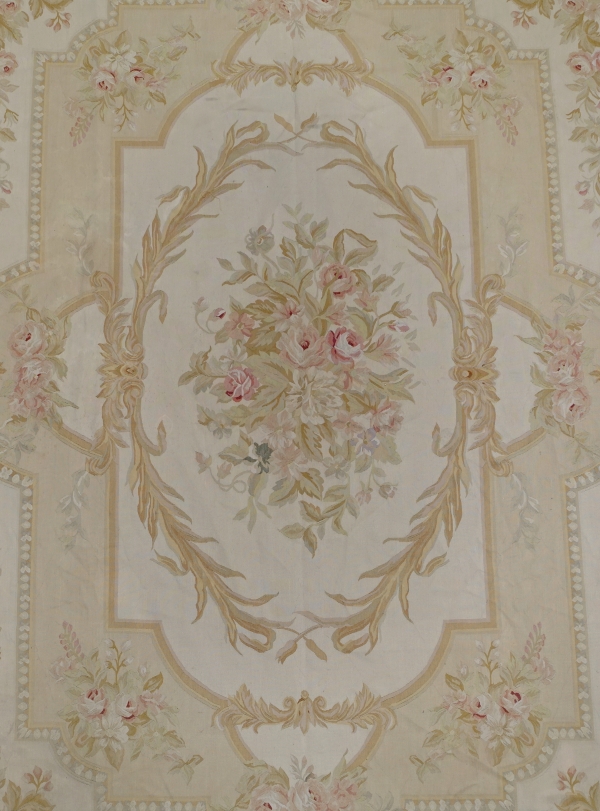 Large Louis XVI style Aubusson rug, 19th century - Napoleon III production - 436cm x 301cm