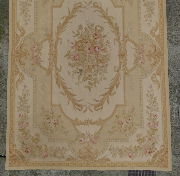 Large Louis XVI style Aubusson rug, 19th century - Napoleon III production - 436cm x 301cm