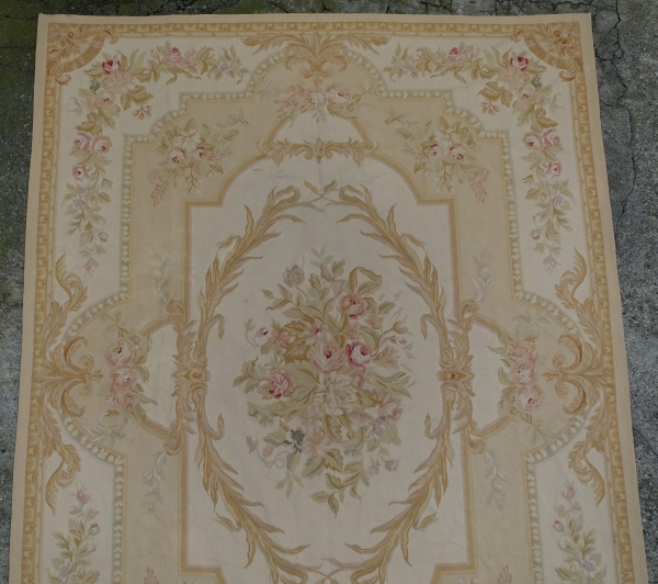 Large Louis XVI style Aubusson rug, 19th century - Napoleon III production - 436cm x 301cm