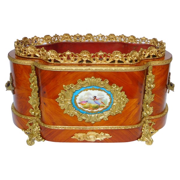 Large rosewood ormolu and porcelain planter, Maison Vervelle - Paris - circa 1850