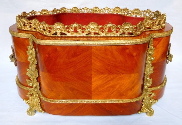 Large rosewood ormolu and porcelain planter, Maison Vervelle - Paris - circa 1850