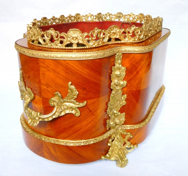 Large rosewood ormolu and porcelain planter, Maison Vervelle - Paris - circa 1850