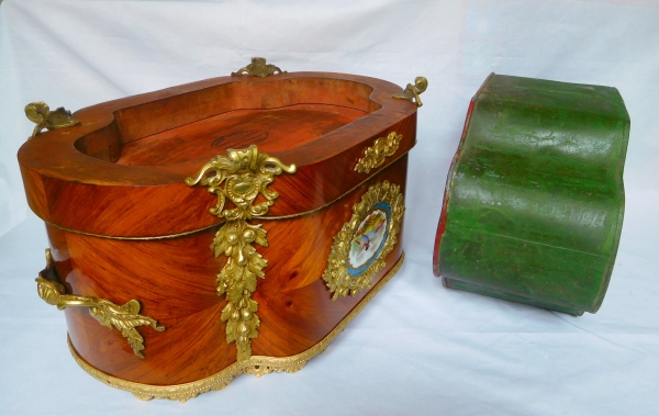 Large rosewood ormolu and porcelain planter, Maison Vervelle - Paris - circa 1850