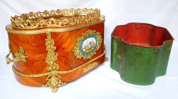 Large rosewood ormolu and porcelain planter, Maison Vervelle - Paris - circa 1850