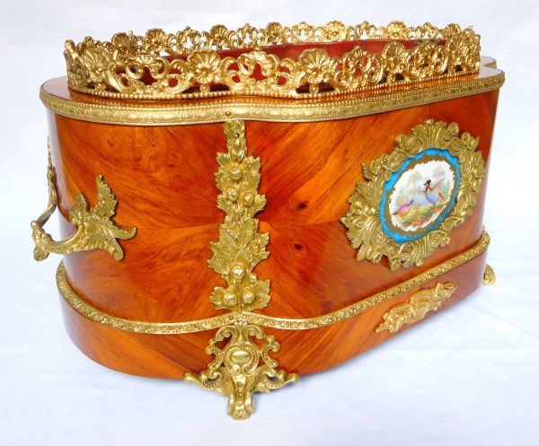 Large rosewood ormolu and porcelain planter, Maison Vervelle - Paris - circa 1850