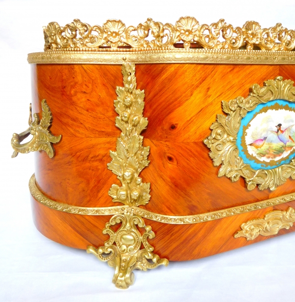 Large rosewood ormolu and porcelain planter, Maison Vervelle - Paris - circa 1850