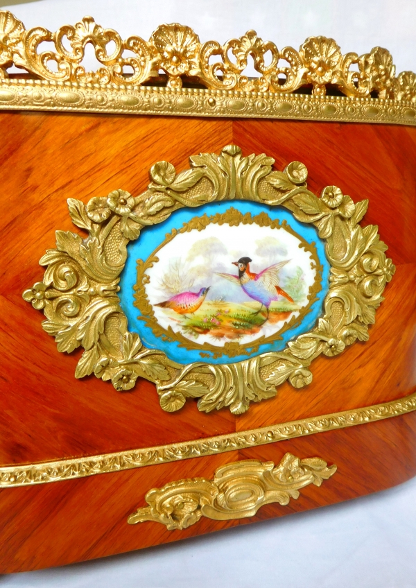 Large rosewood ormolu and porcelain planter, Maison Vervelle - Paris - circa 1850