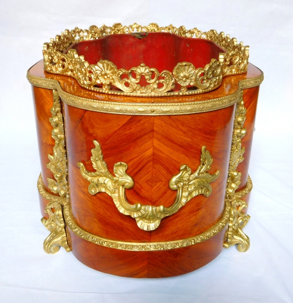 Large rosewood ormolu and porcelain planter, Maison Vervelle - Paris - circa 1850