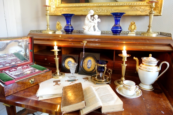 Ormolu Empire night light lamp and its blue glass - early 19th century circa 1805