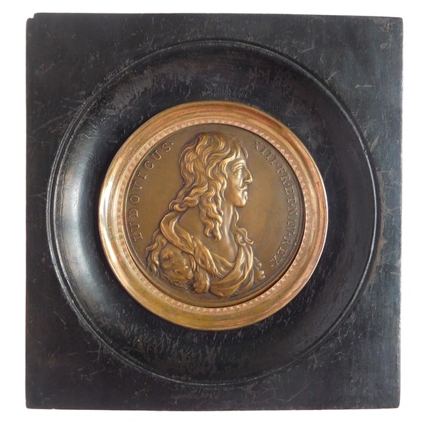 Louis XIII miniature portrait, bronze medal, 19th century