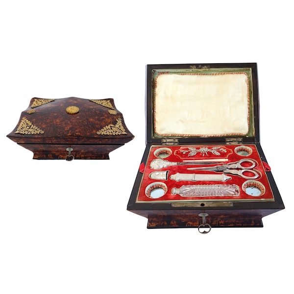 Early 19th century sterling silver sewing set, Charles X period circa 1820 - 1830