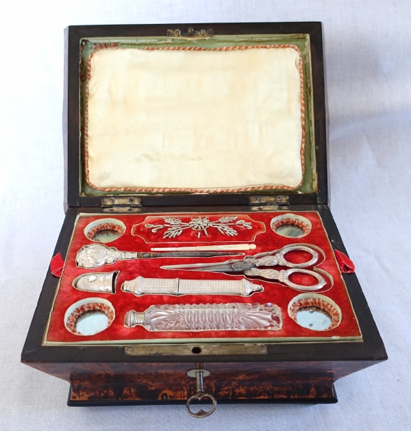 Early 19th century sterling silver sewing set, Charles X period circa 1820 - 1830