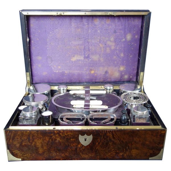 Travel / vanity set for an officer, 37 crystal and sterling silver pieces, early 19th century