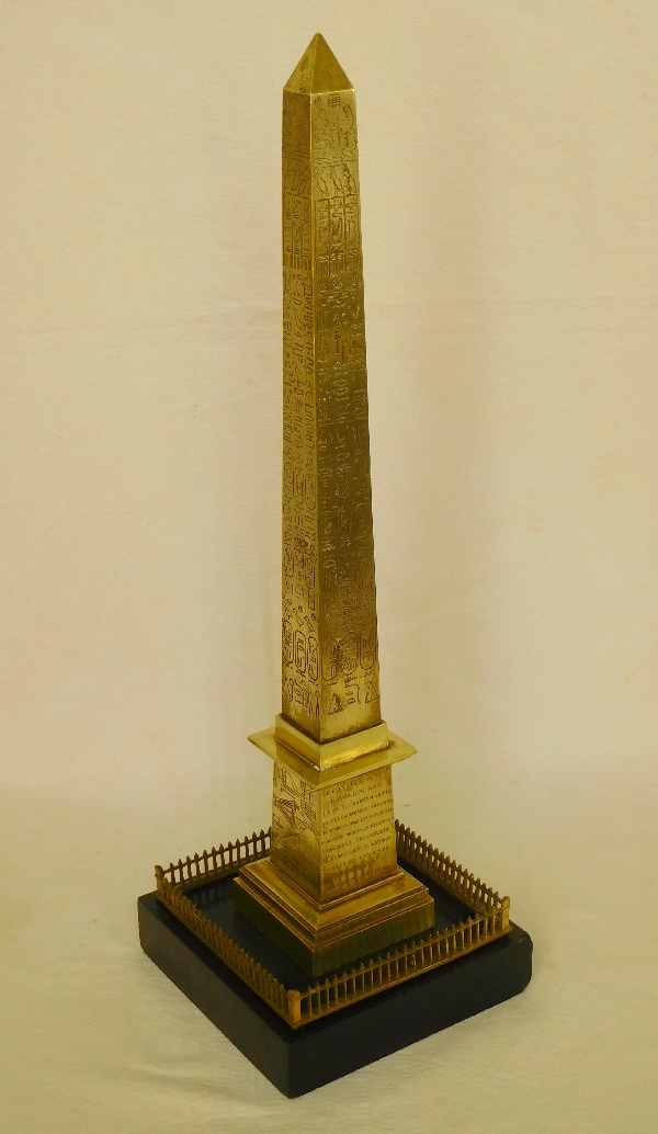 Concorde's square Luxor obelisk - bronze and marble scale model - mid 19th century
