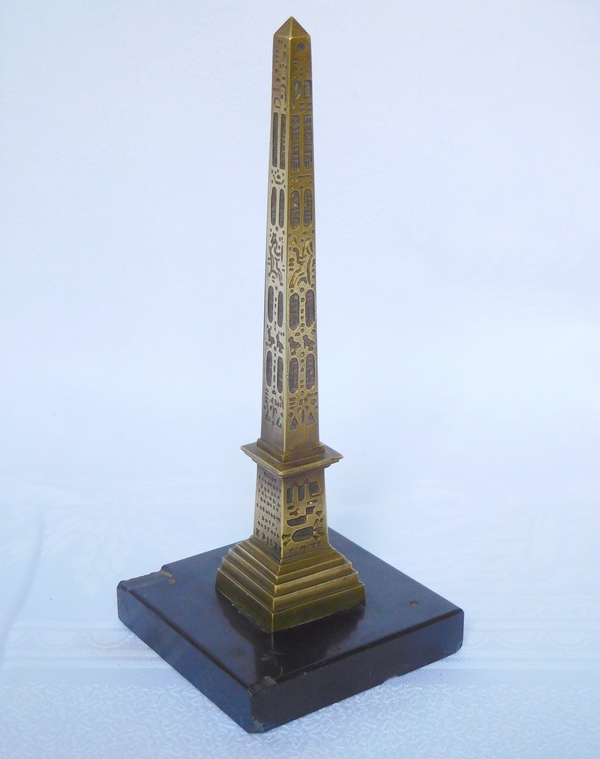 La Concorde Louxor bronze and marble obelisk, 19th century